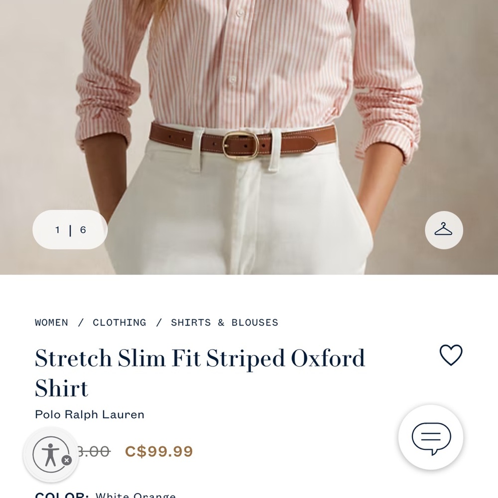 Ralph Lauren 100% cotton striped slim fit Oxford button down shirt 10